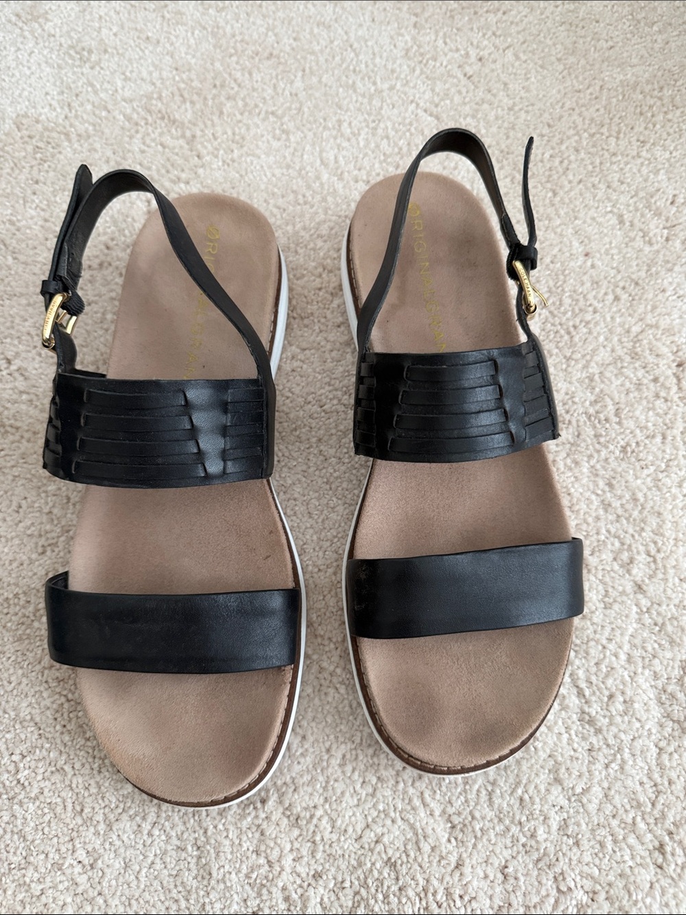 Cole Haan Black Two-Strap Slingback Sandals